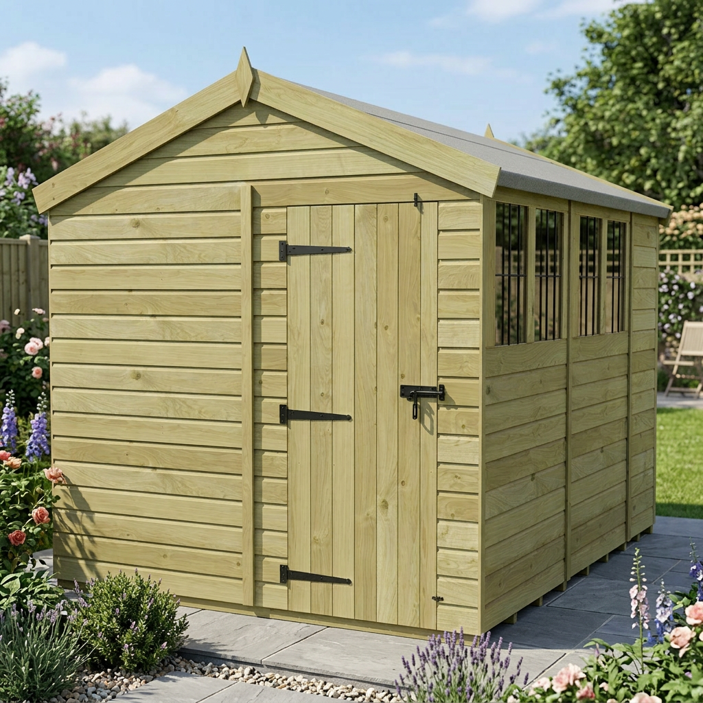 8 x 10 Apex Shed (Single Door, With Windows)
