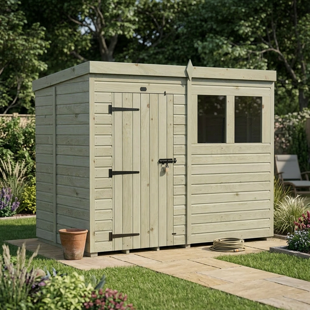 8 x 5 Pent Shed (Single Door, With Windows)
