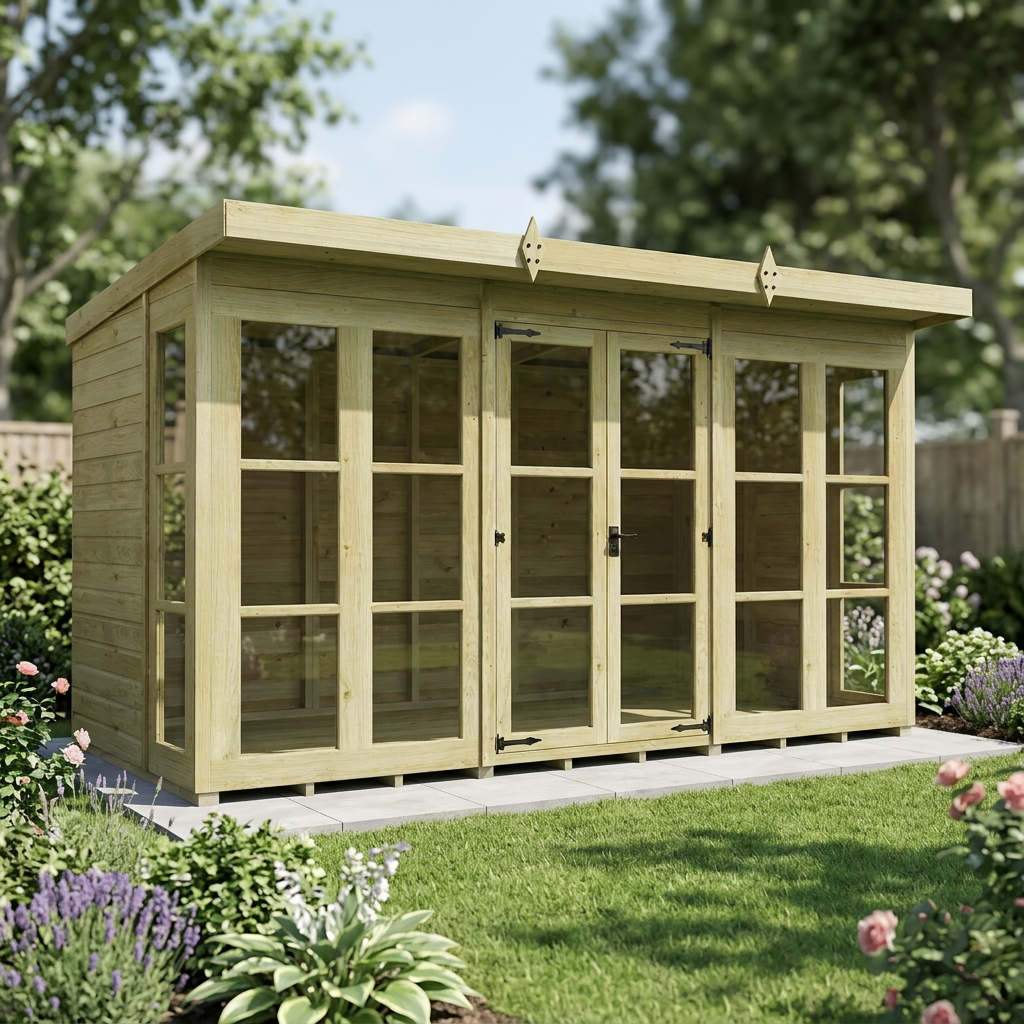 12 x 6 Georgian Window Pent Summer House
