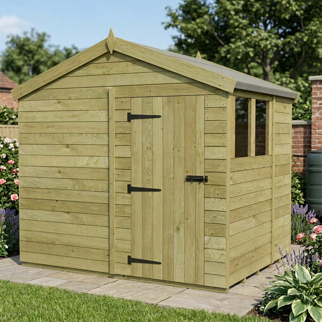 8 x 6 Apex Shed (Single Door, With Windows)