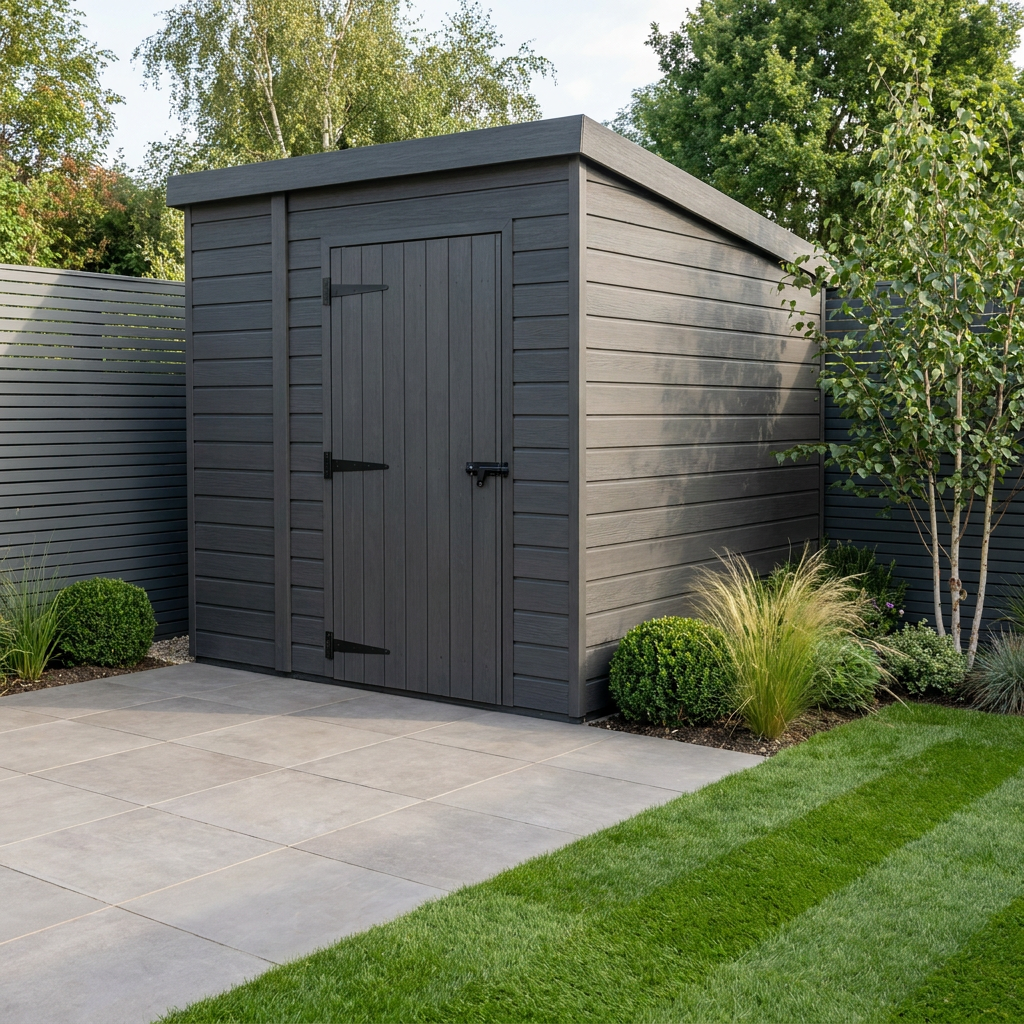 7x4 Pent Composite Shed (Single Door, No Windows)