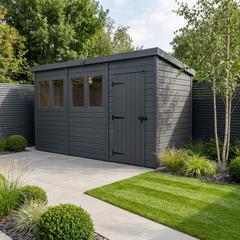 12x4 Pent Composite Shed (Single Door, With Windows)