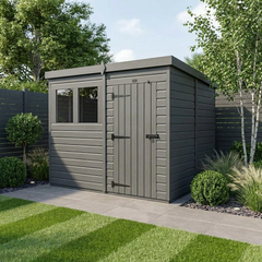8x8 Pent Composite Shed (Single Door, With Windows)