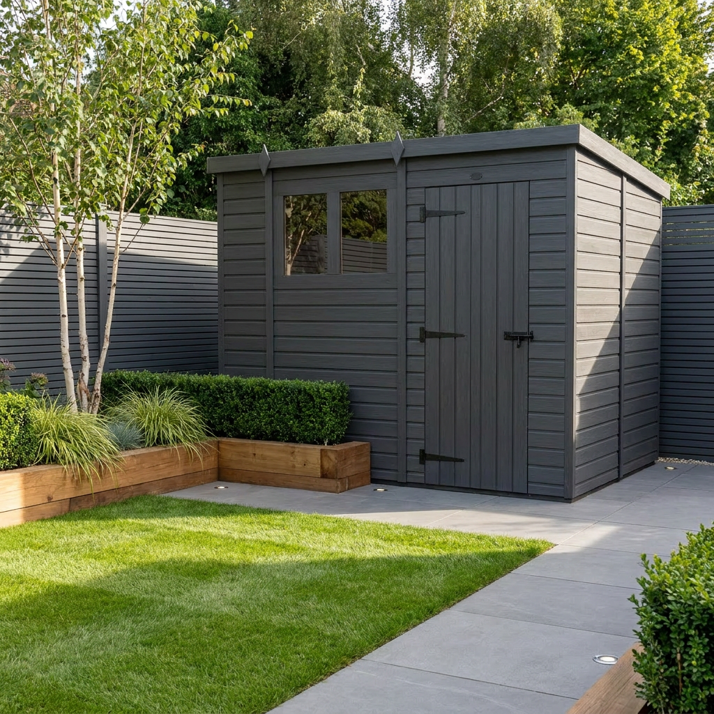 10x8 Pent Composite Shed (Single Door, With Windows)