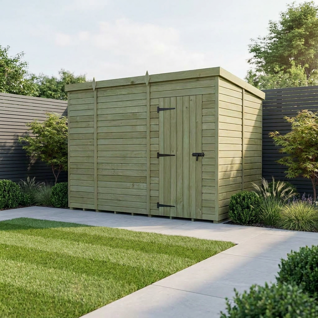 10 x 6 Pent Shed (Single Door, No Windows)