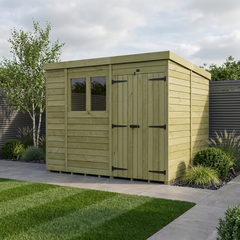 10 x 8 Pent Shed (Double Door, With Windows)
