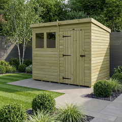 8 x 4 Pent Shed (Single Door, With Windows)