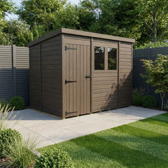 9x5 Pent Composite Shed (Single Door, With Windows)