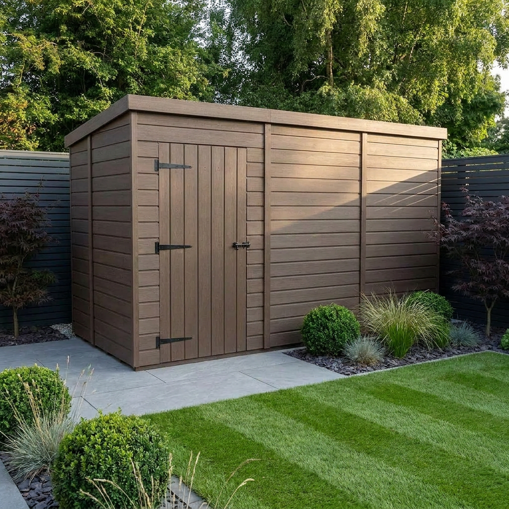 11x5 Pent Composite Shed (Single Door, No Windows)