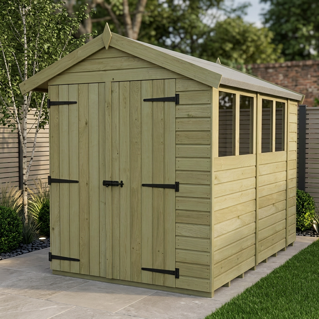 8 x 10 Apex Shed (Double Door, With Windows)