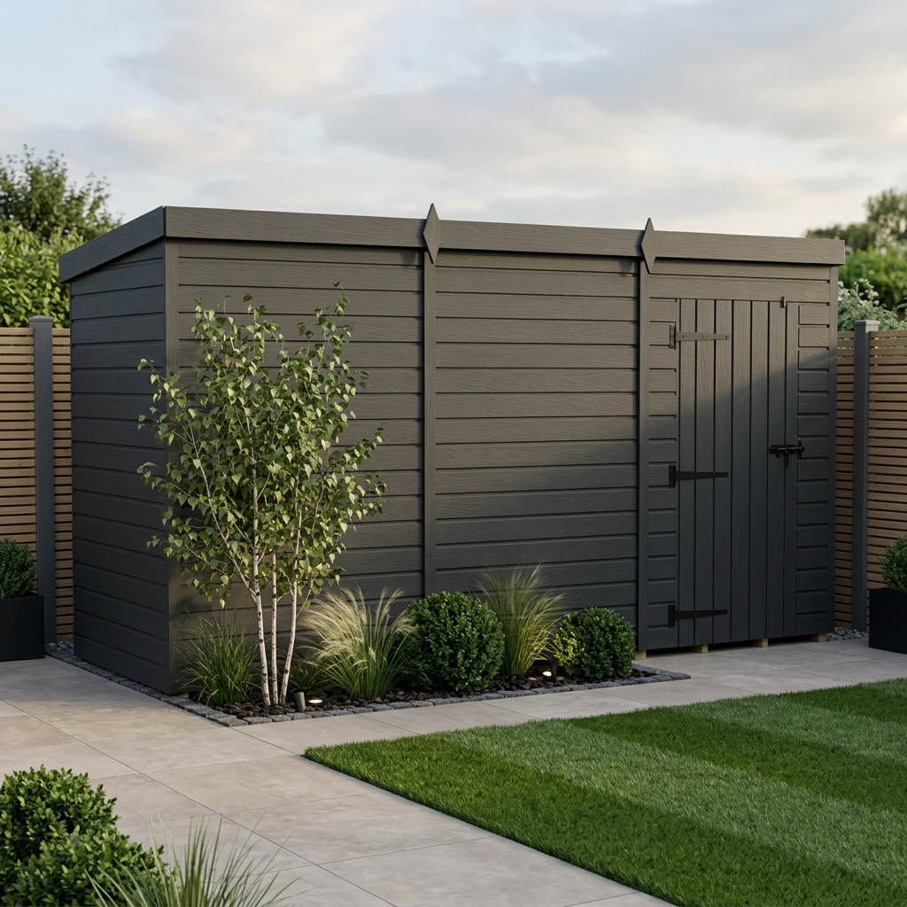 12x4 Pent Composite Shed (Single Door, No Windows)