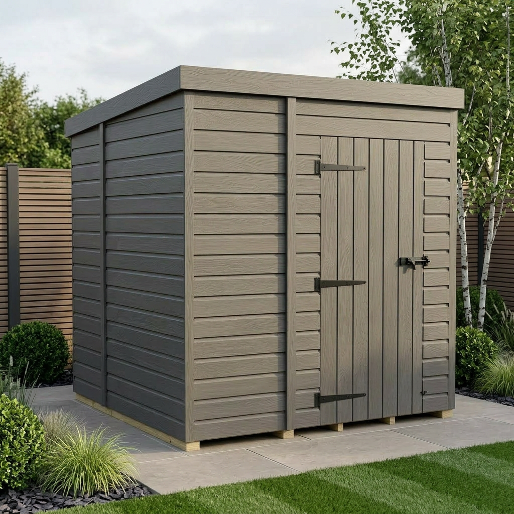 7x7 Pent Composite Shed (Single Door, No Windows)