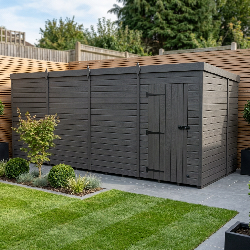 16x7 Pent Composite Shed (Single Door, No Windows)