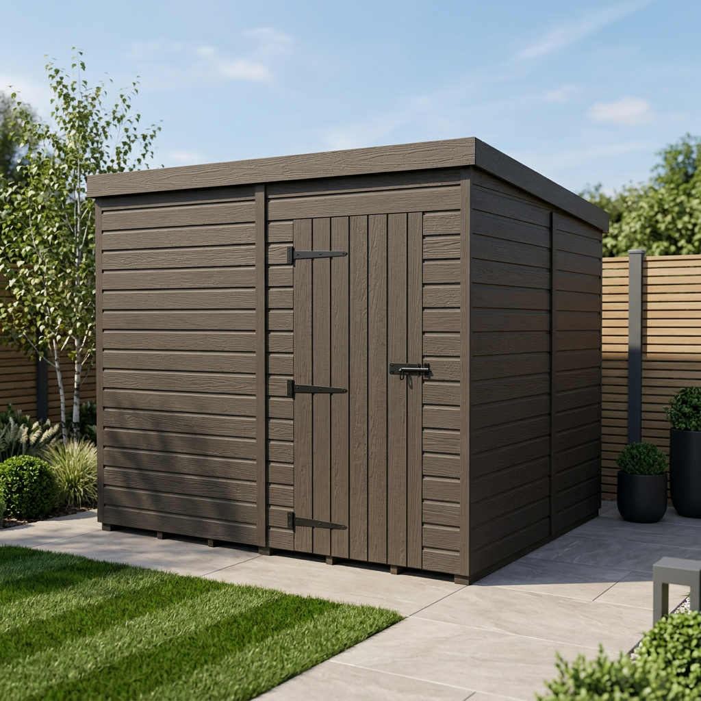 8x8 Pent Composite Shed (Single Door, No Windows)