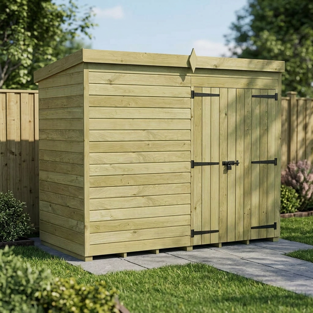 8 x 4 Pent Shed (Double Door, No Windows)