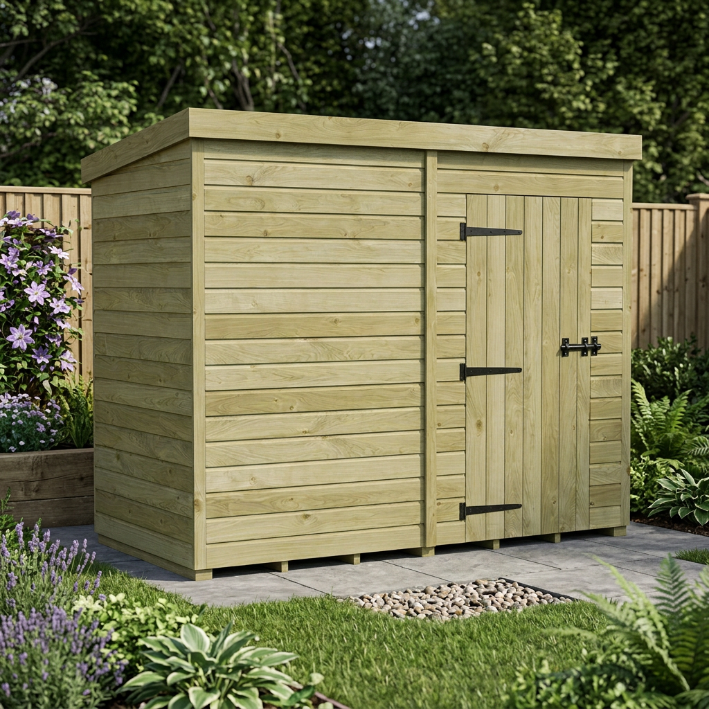 8 x 4 Pent Shed (Single Door, No Windows)