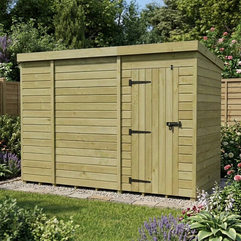 10 x 4 Pent Shed (Single Door, No Windows)