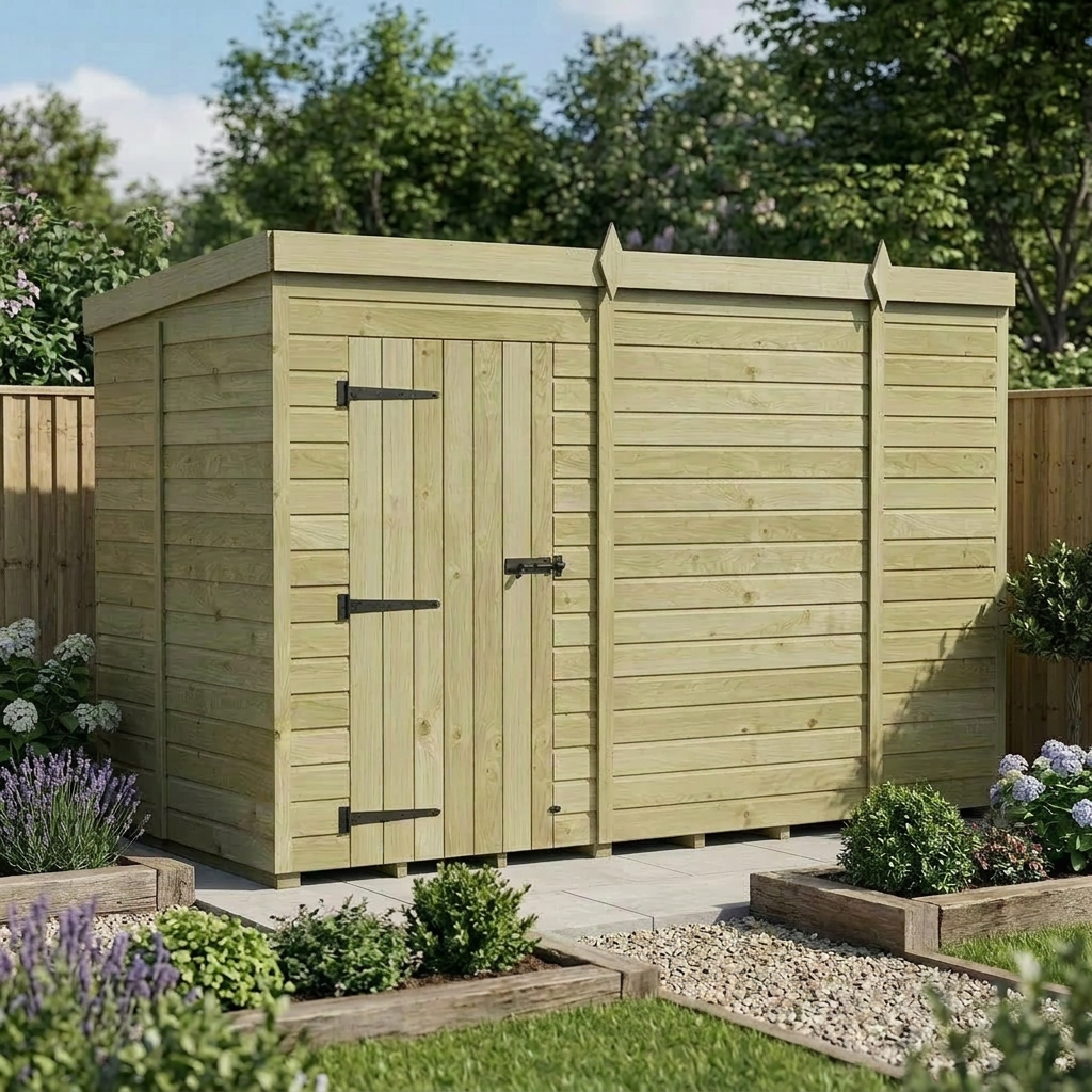 10 x 5 Pent Shed (Single Door, No Windows)