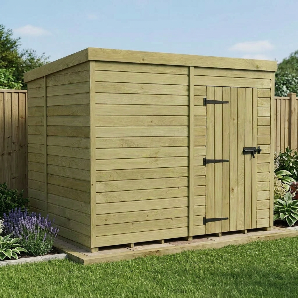 8 x 6 Pent Shed (Single Door, No Windows)