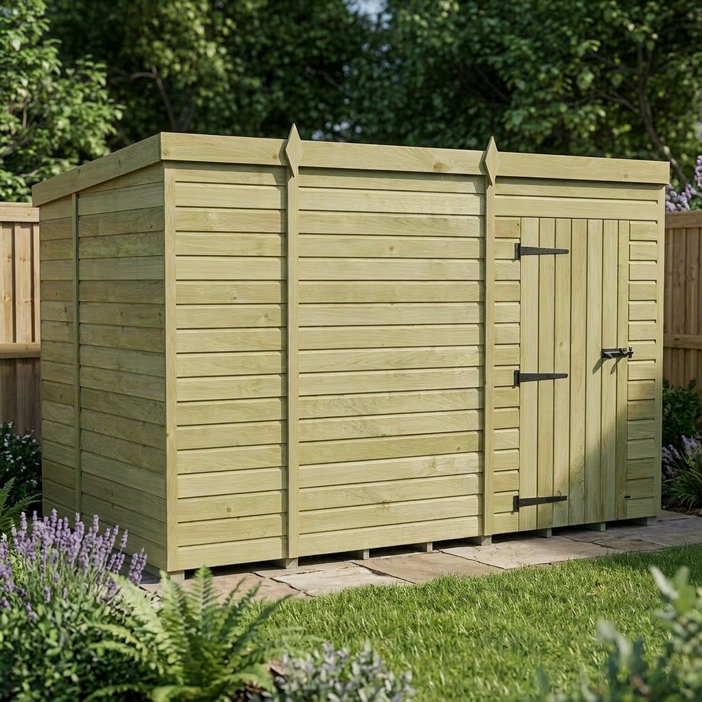 10 x 6 Pent Shed (Single Door, No Windows)