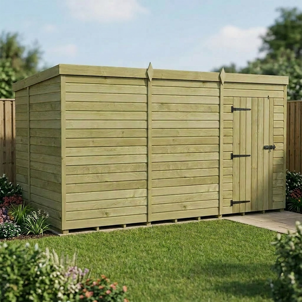 12 x 6 Pent Shed (Single Door, No Windows)