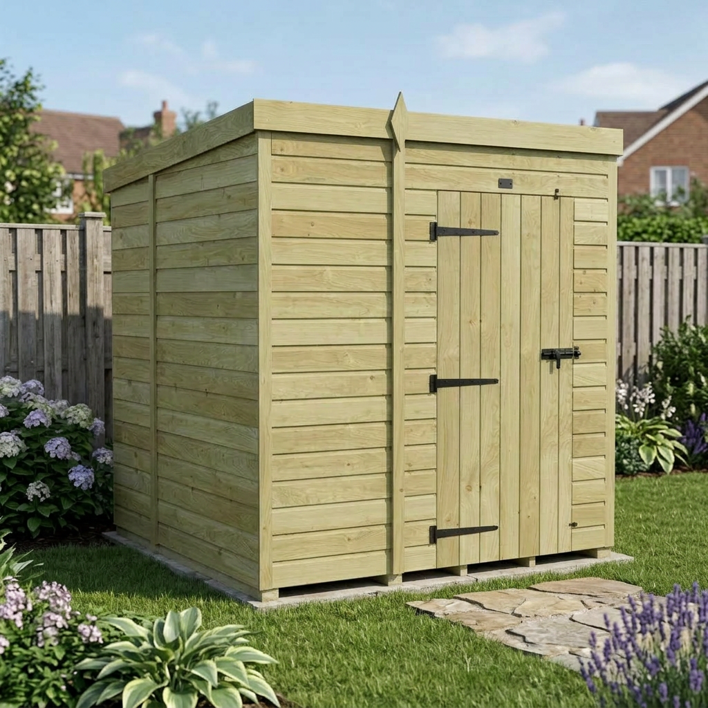 6 x 7 Pent Shed (Single Door, No Windows)