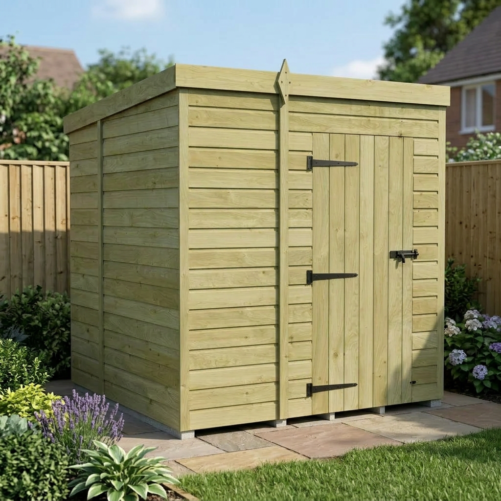 7 x 7 Pent Shed (Single Door, No Windows)