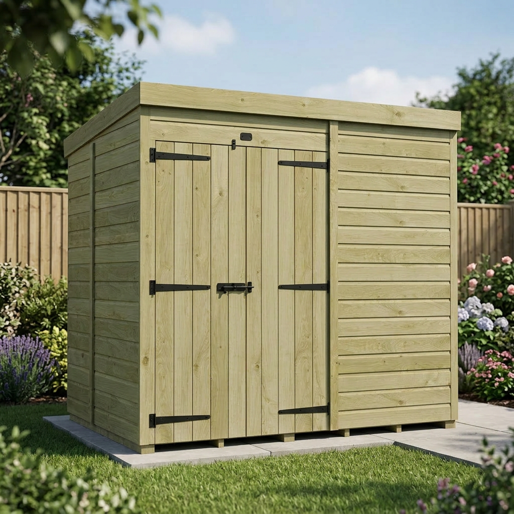 7 x 5 Pent Shed (Double Door, No Windows)
