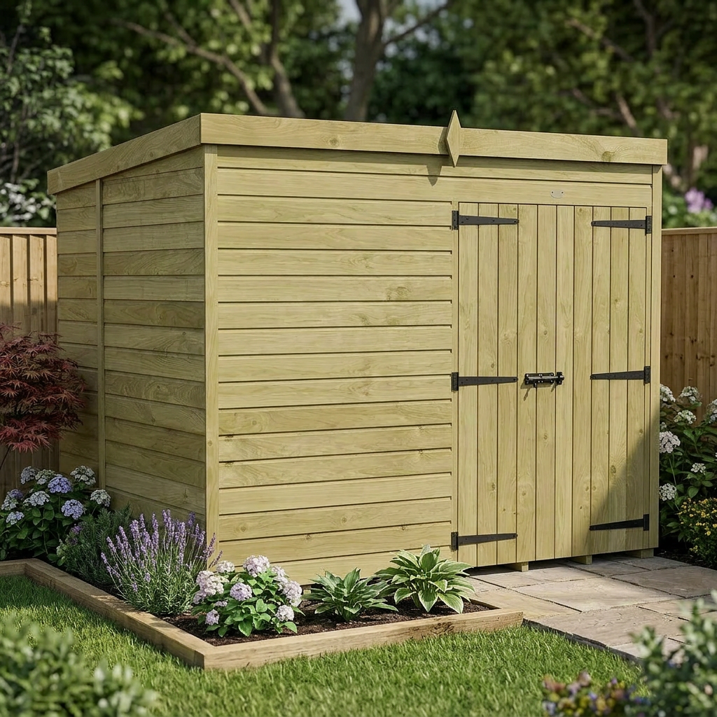 8 x 6 Pent Shed (Double Door, No Windows)