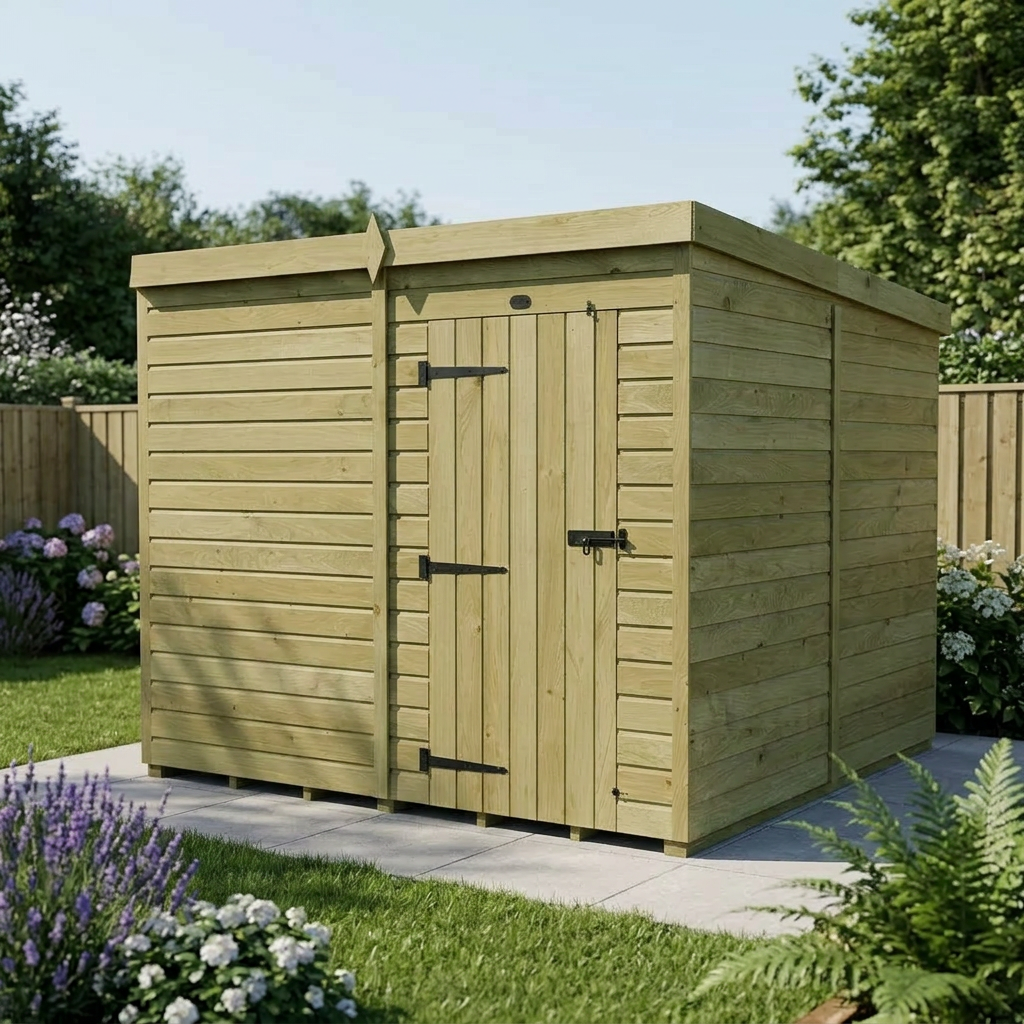 8 x 8 Pent Shed (Single Door, No Windows)