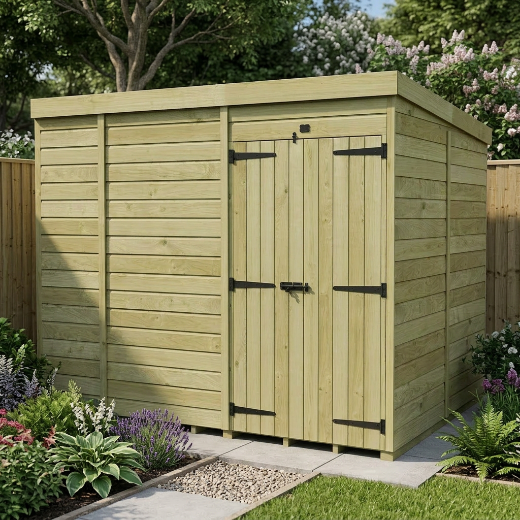 10 x 8 Pent Shed (Double Door, No Windows)