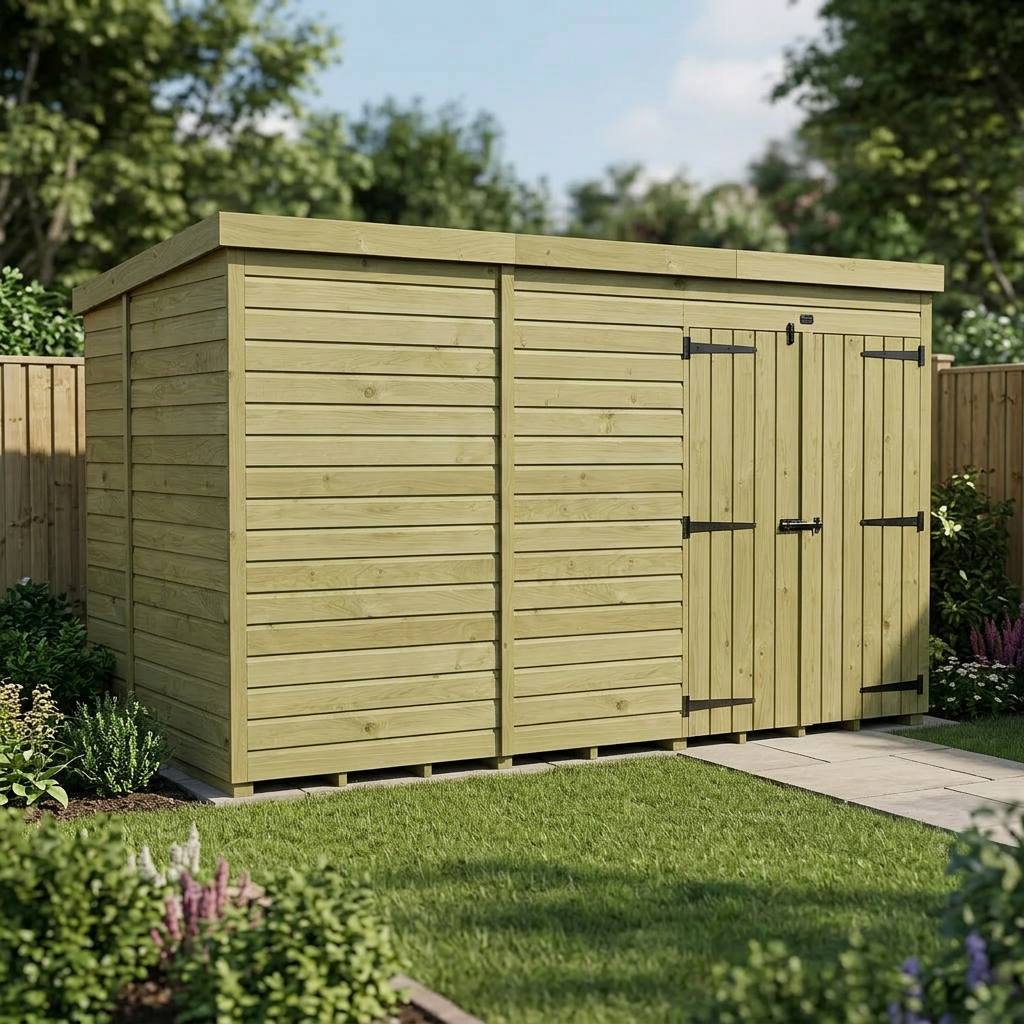 12 x 6 Pent Shed (Double Door, No Windows)