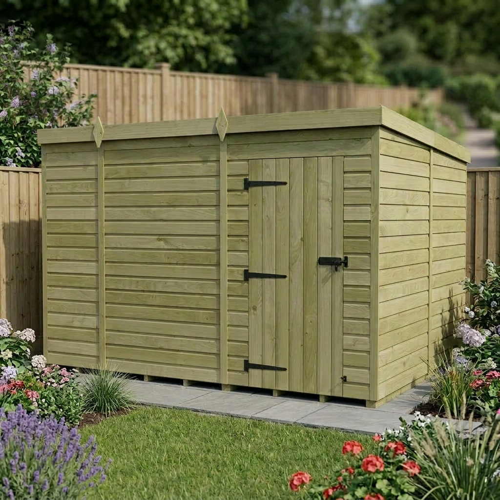 10 x 8 Pent Shed (Single Door, No Windows)