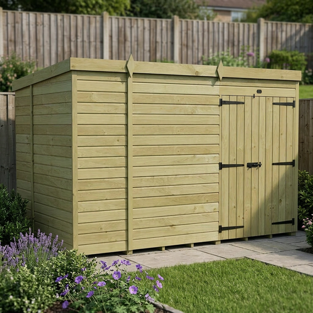 10 x 6 Pent Shed (Double Door, No Windows)