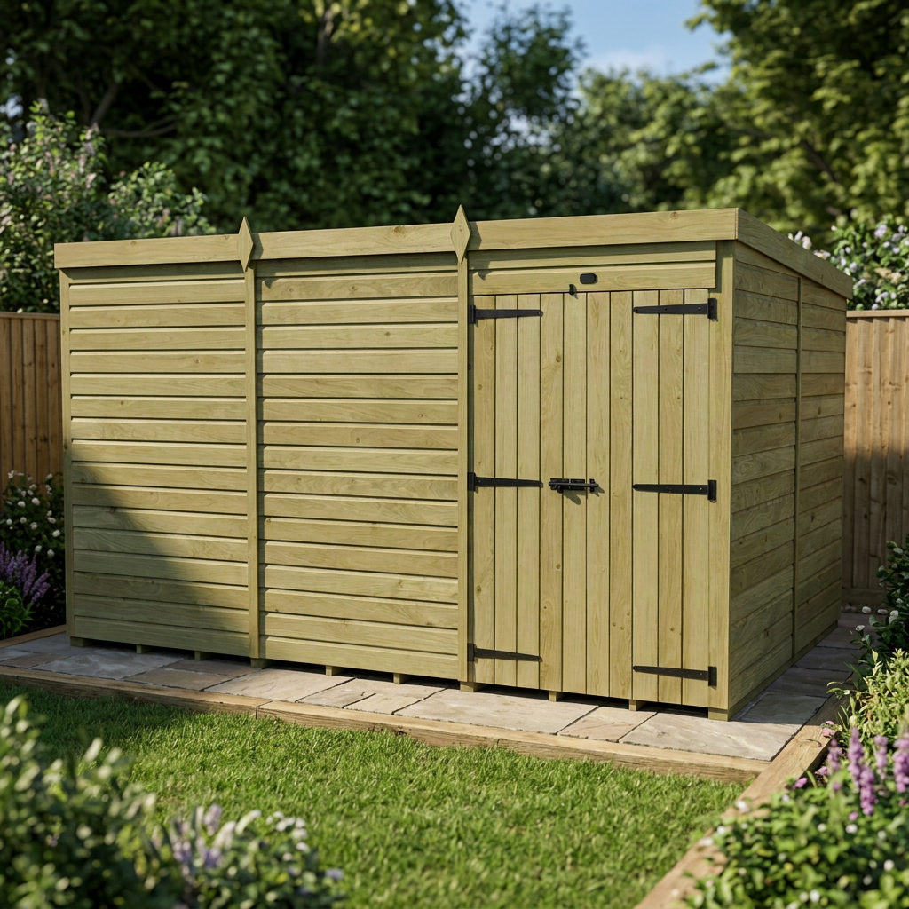 12 x 8 Pent Shed (Double Door, No Windows)