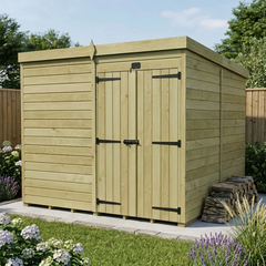 8 x 8 Pent Shed (Double Door, No Windows)