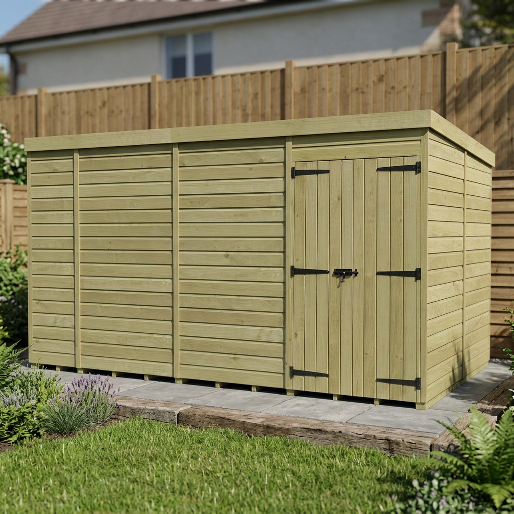 14 x 8 Pent Shed (Double Door, No Windows)