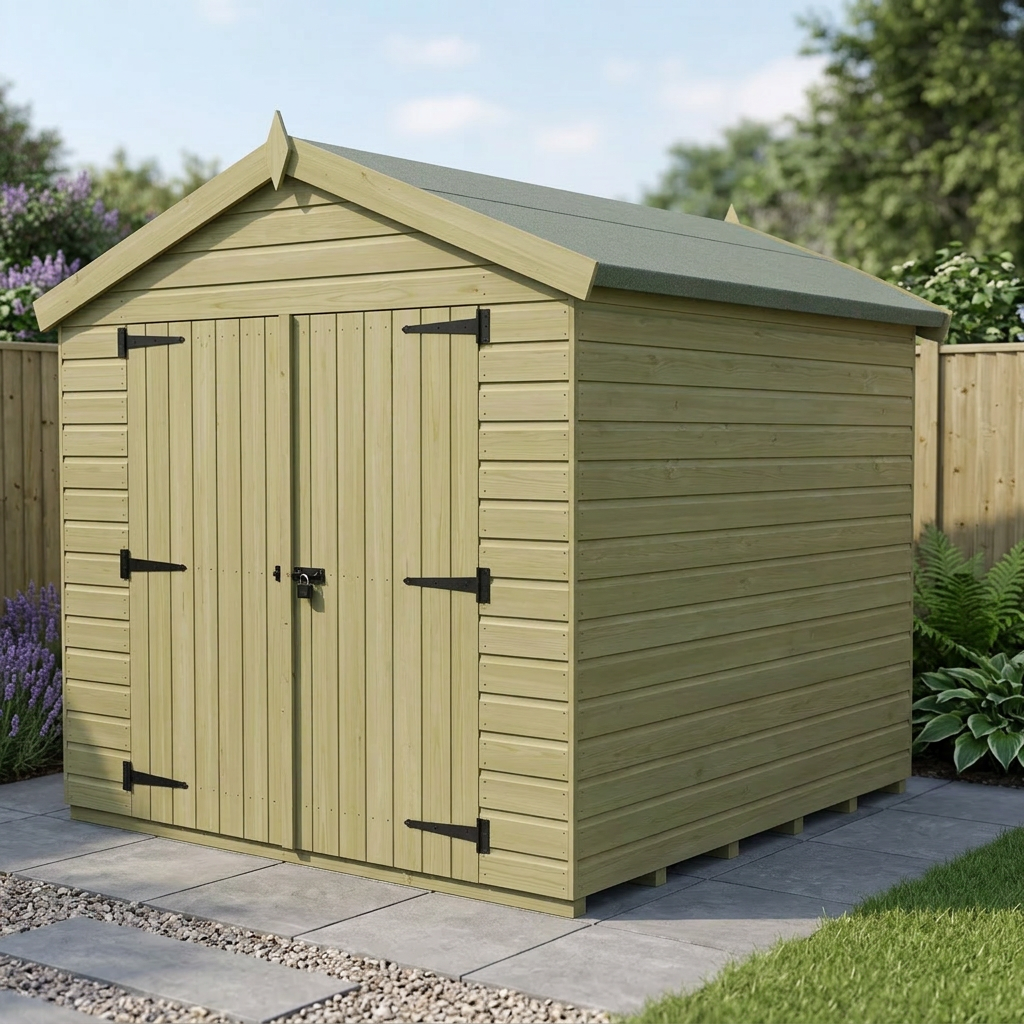 8 x 10 Apex Shed (Double Door, No Windows)