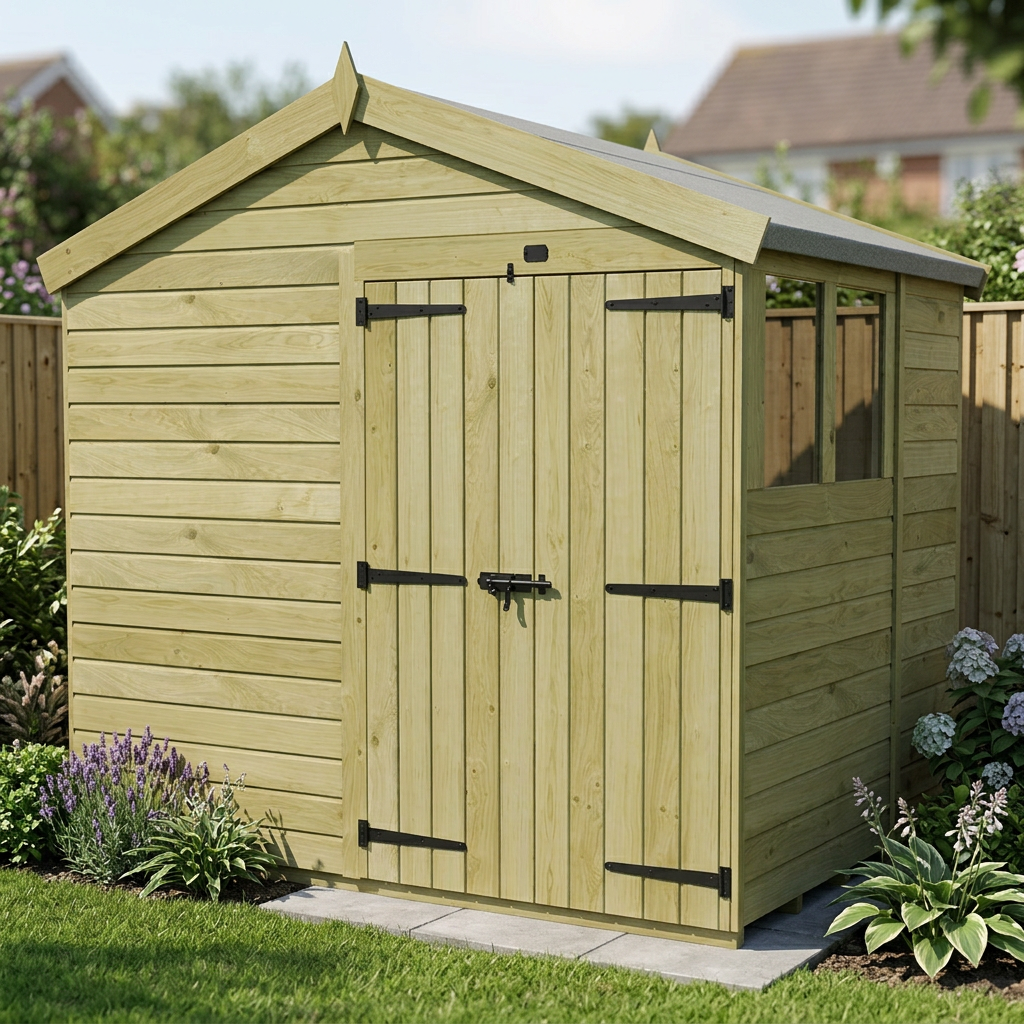 6 x 8 Apex Shed (Double Door, With Windows)