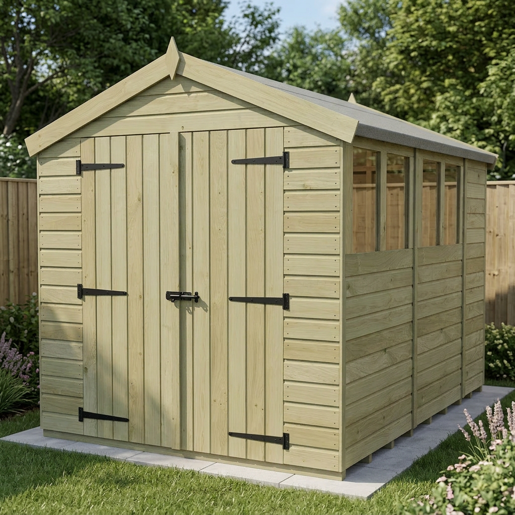 8 x 10 Apex Shed (Double Door, With Windows)