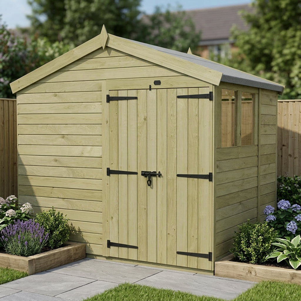 8 x 6 Apex Shed (Double Door, With Windows)