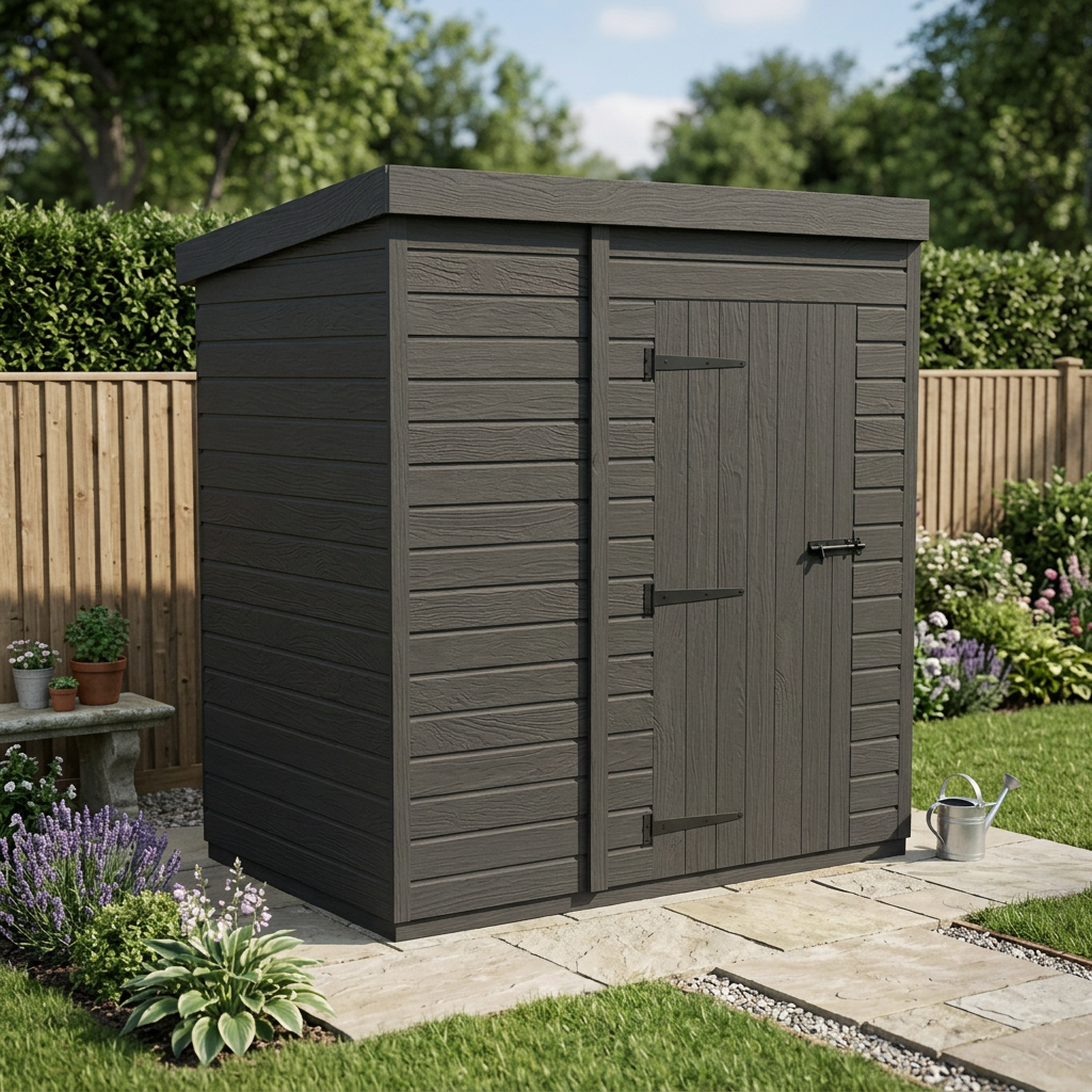7x4 Pent Composite Shed (Single Door, No Windows)