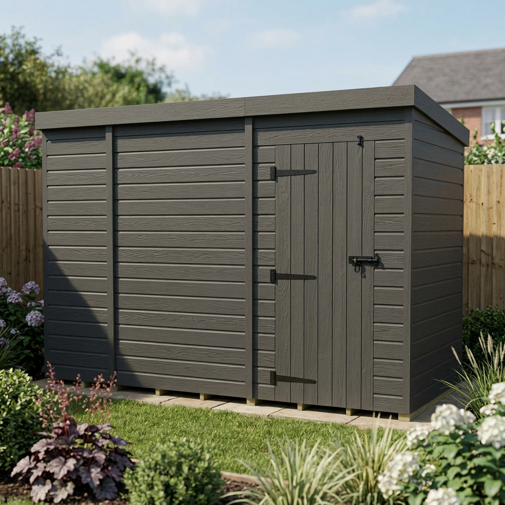 10x4 Pent Composite Shed (Single Door, No Windows)
