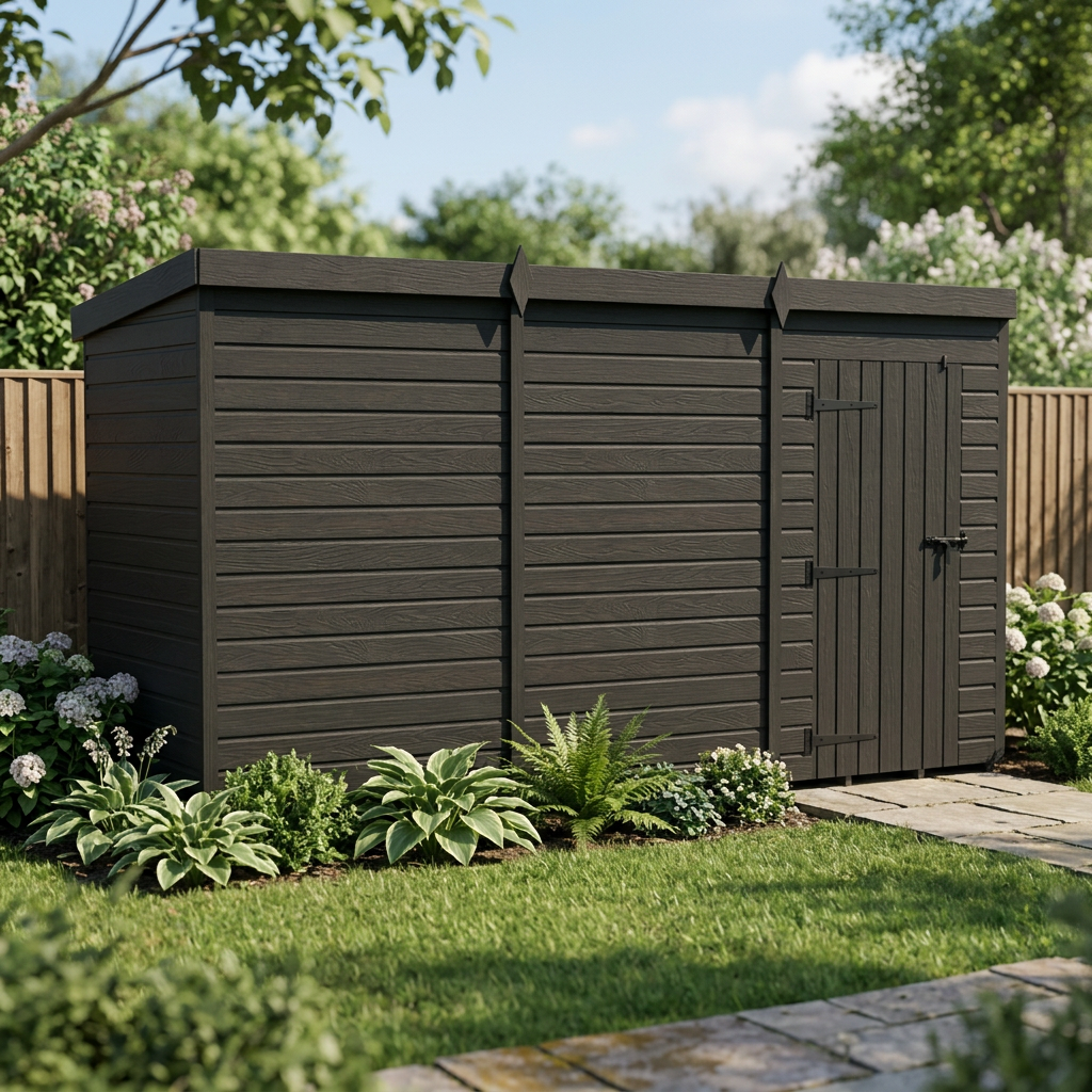 12x4 Pent Composite Shed (Single Door, No Windows)