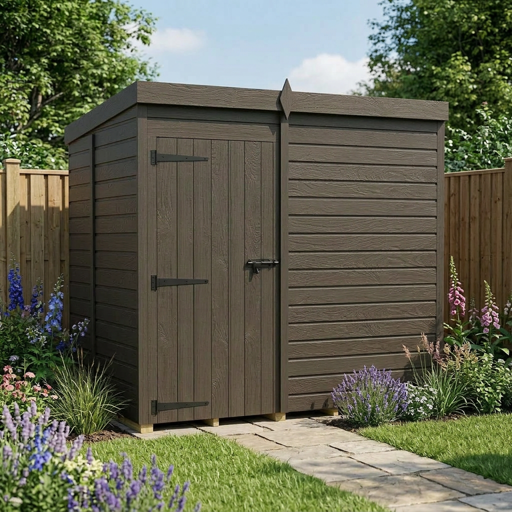 7x5 Pent Composite Shed (Single Door, No Windows)