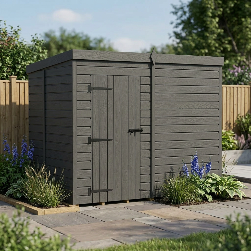 8x5 Pent Composite Shed (Single Door, No Windows)