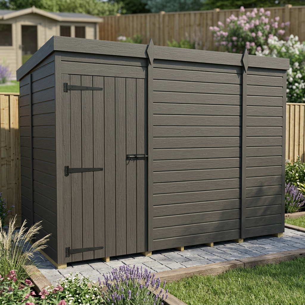 9x5 Pent Composite Shed (Single Door, No Windows)