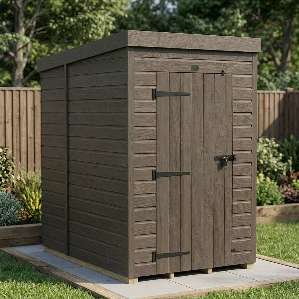 4x6 Pent Composite Shed (Single Door, No Windows)