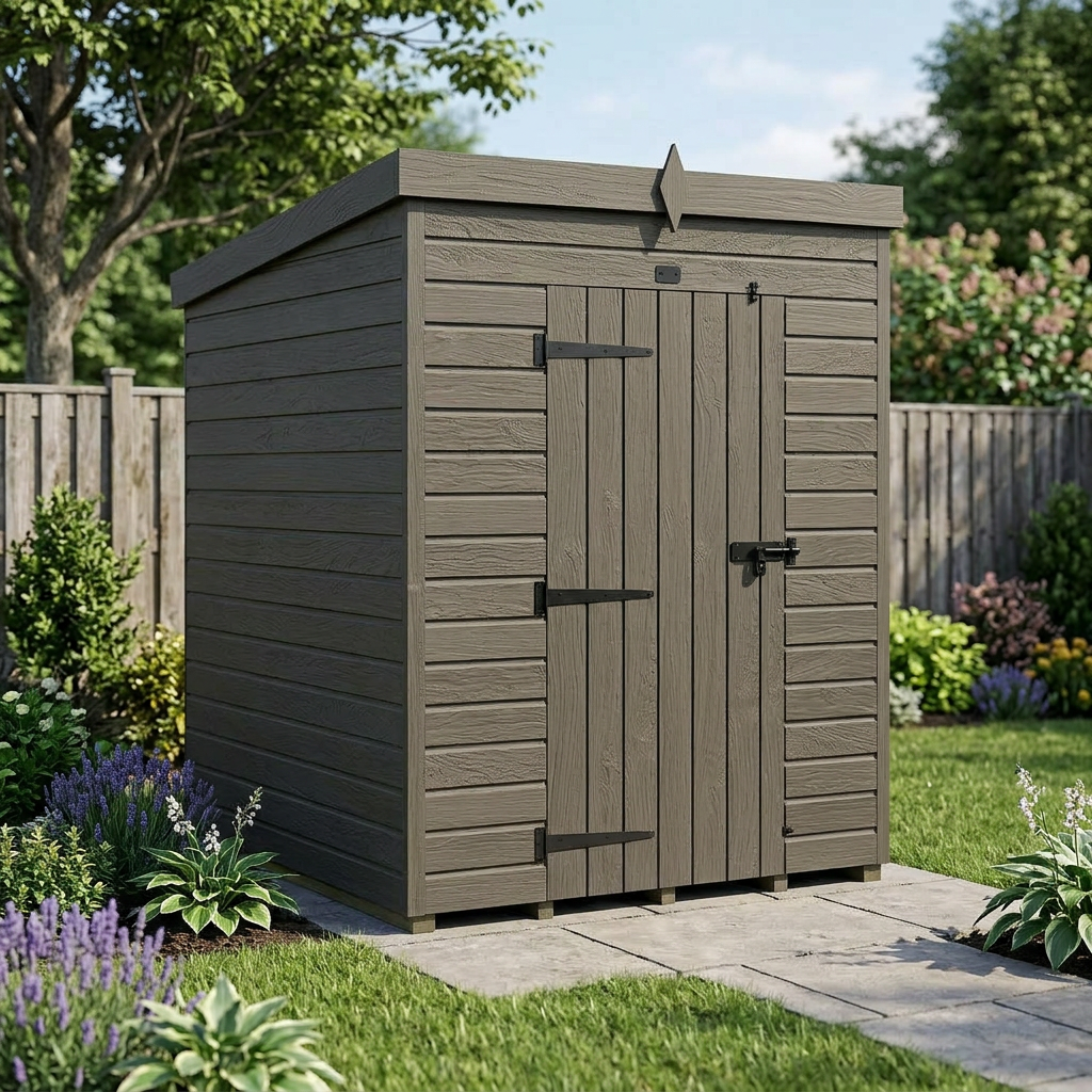 6x6 Pent Composite Shed (Single Door, No Windows)