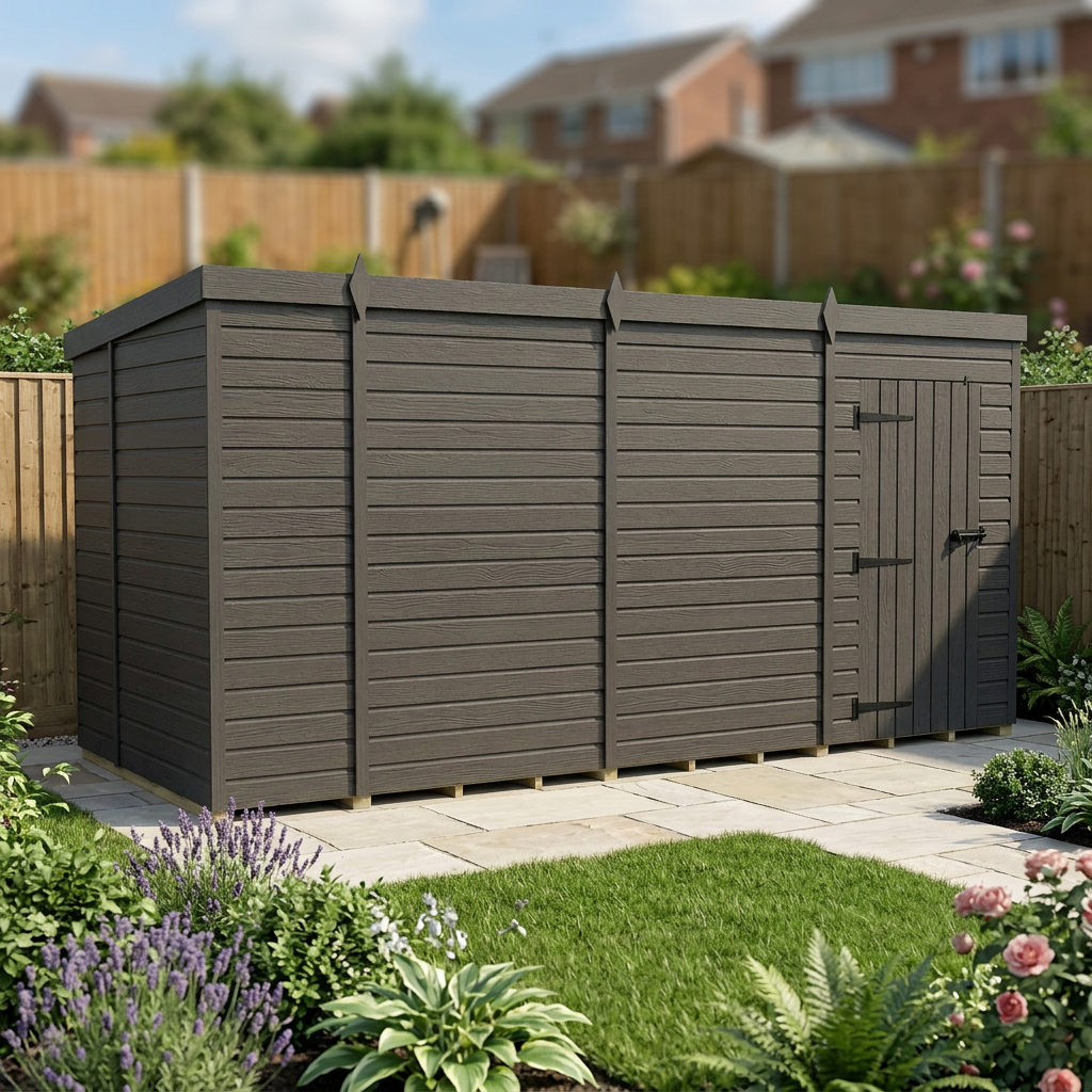 14x6 Pent Composite Shed (Single Door, No Windows)